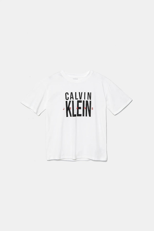 Calvin Klein Jeans gyerek pamut póló pamut fehér IB0IB02448.PPYA