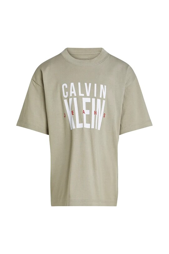 Calvin Klein Jeans gyerek pamut póló IB0IB02448.PPYA zöld SS25
