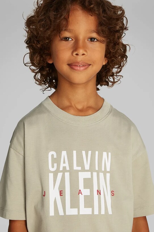 Calvin Klein Jeans gyerek pamut póló IB0IB02448.PPYA zöld