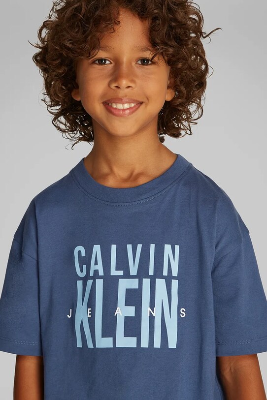 Дитяча бавовняна футболка Calvin Klein Jeans IB0IB02448.PPYA темно-синій