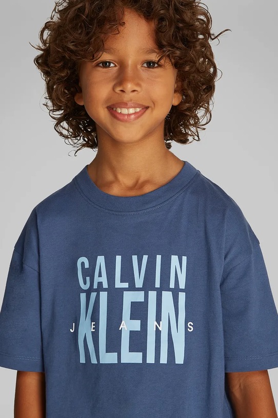 Calvin Klein Jeans t-shirt bawełniany dziecięcy IB0IB02448.PPYA granatowy