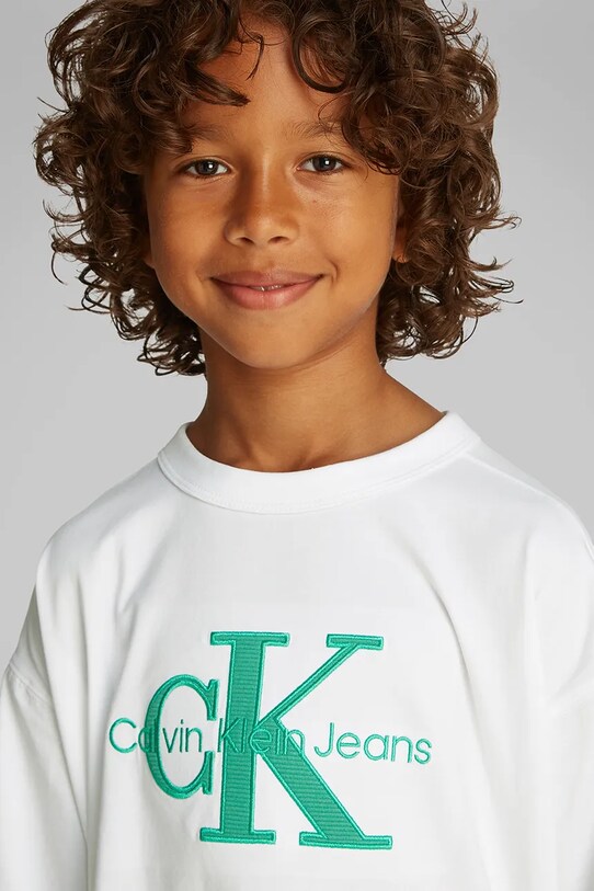 Дитяча бавовняна футболка Calvin Klein Jeans IB0IB02452.PPYA білий
