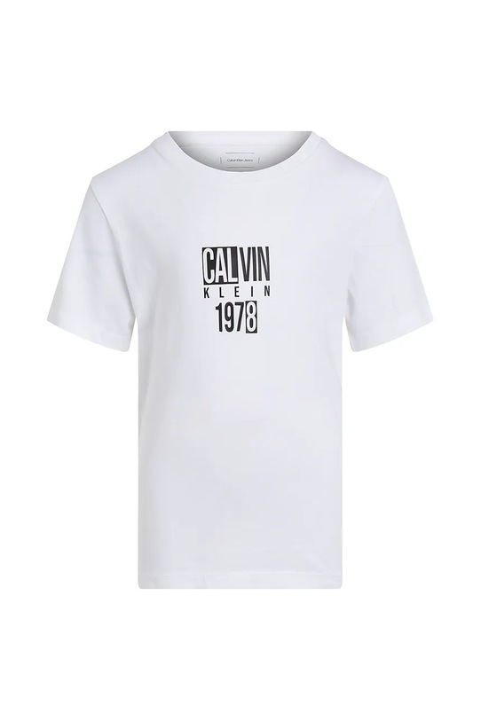 Детска памучна тениска Calvin Klein Jeans IB0IB02456.128.176.PPYA бял SS25