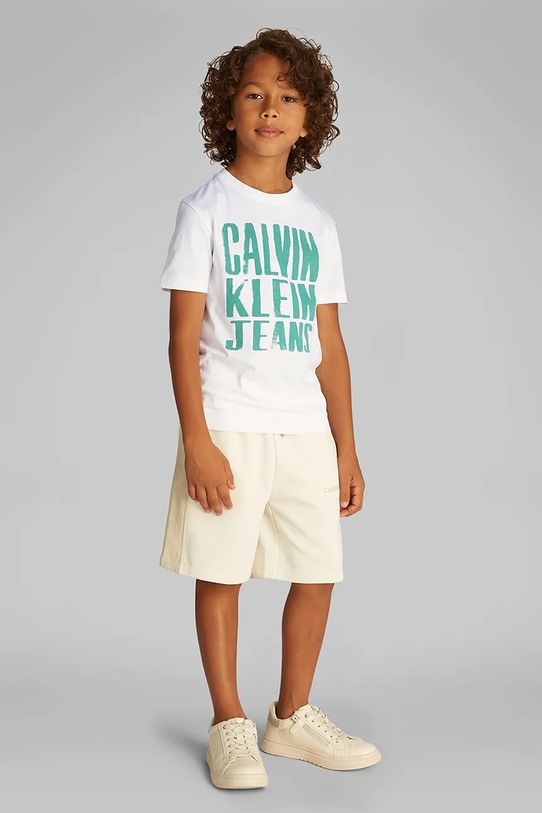 Дитяча бавовняна футболка Calvin Klein Jeans бавовна білий IB0IB02459.104.116.PPYA