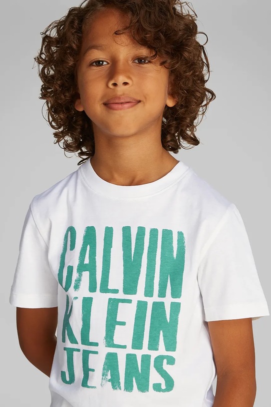 Дитяча бавовняна футболка Calvin Klein Jeans IB0IB02459.104.116.PPYA білий