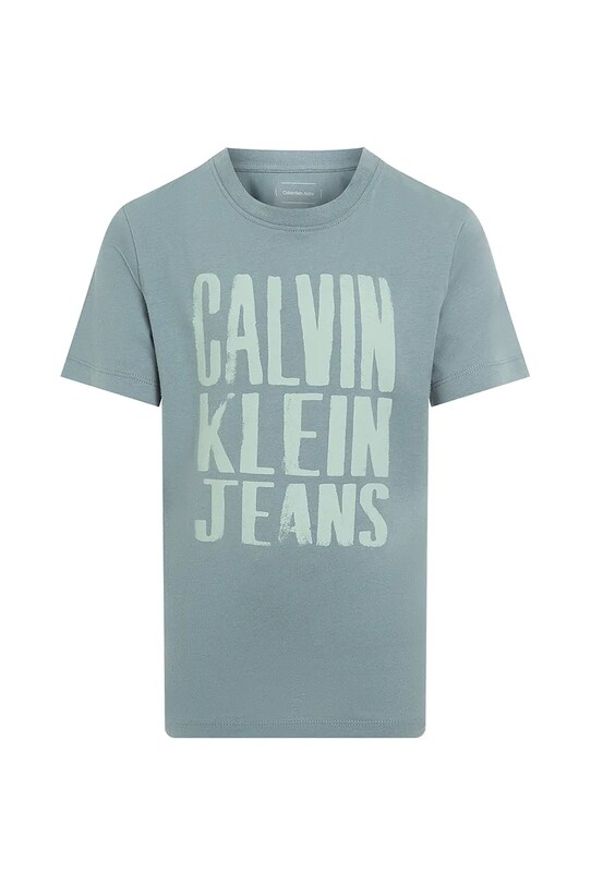 Dětské bavlněné tričko Calvin Klein Jeans IB0IB02459.104.116.PPYA tyrkysová SS25