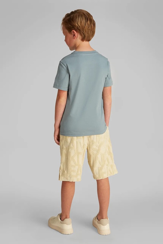 Calvin Klein Jeans t-shirt bawełniany dziecięcy turkusowy IB0IB02459.128.176.PPYA