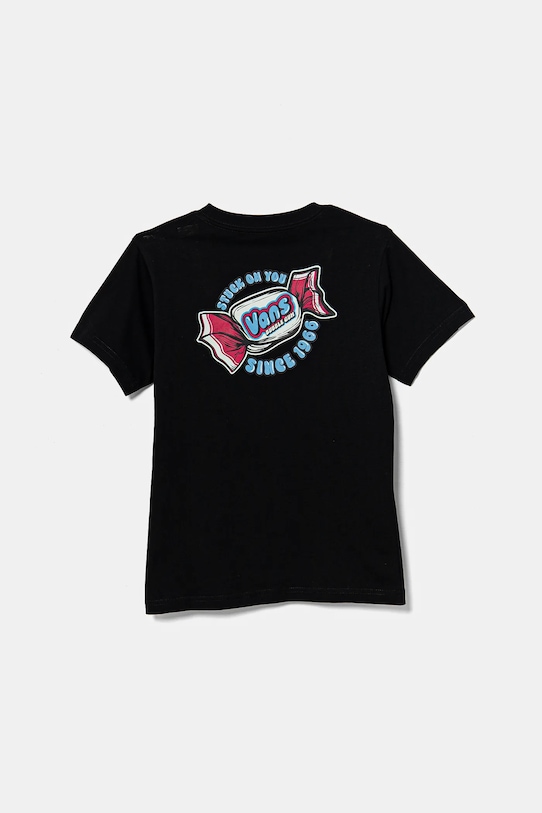 Vans t-shirt bawełniany dziecięcy Stuck On VN000MMKBLK1 czarny SS25