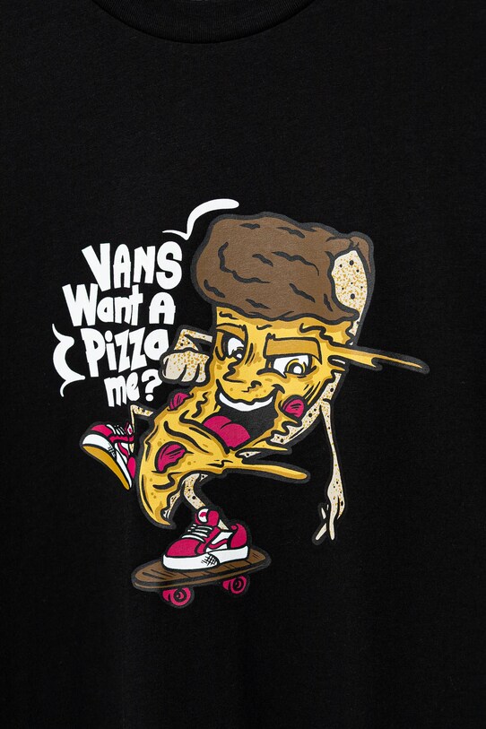 Dečki Otroška bombažna kratka majica Vans Pizza Me VN000NQ2BLK1 črna