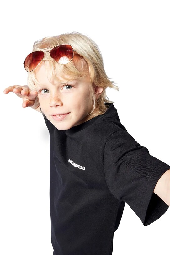 Detské bavlnené tričko Karl Lagerfeld čierna Z30440.114.150