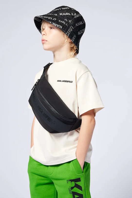 Детская хлопковая футболка Karl Lagerfeld Z30440.162.174 бежевый