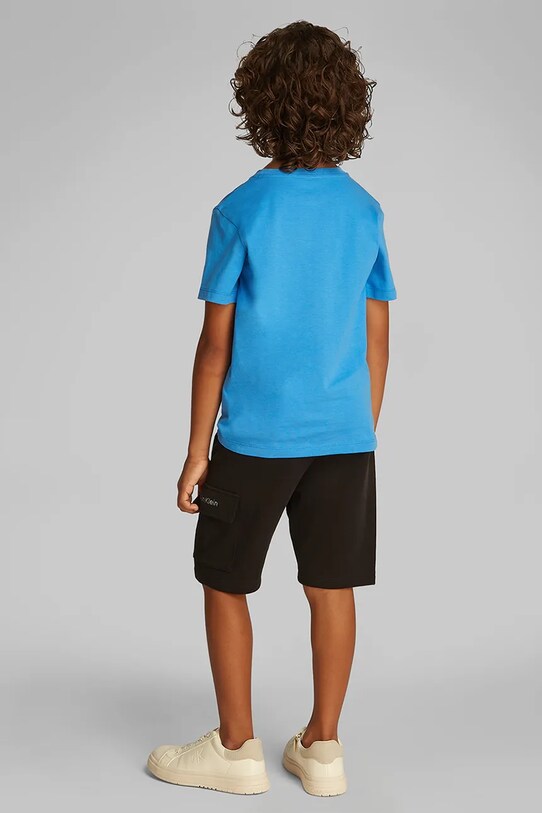 Дитяча бавовняна футболка Calvin Klein Jeans блакитний IB0IB02456.104.116.PPYA