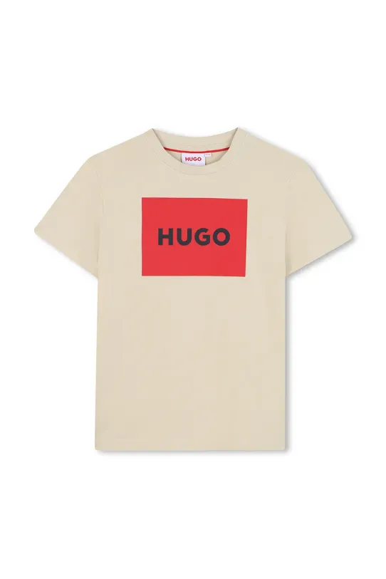 HUGO t-shirt bawełniany dziecięcy nadruk beżowy G00334.102.108