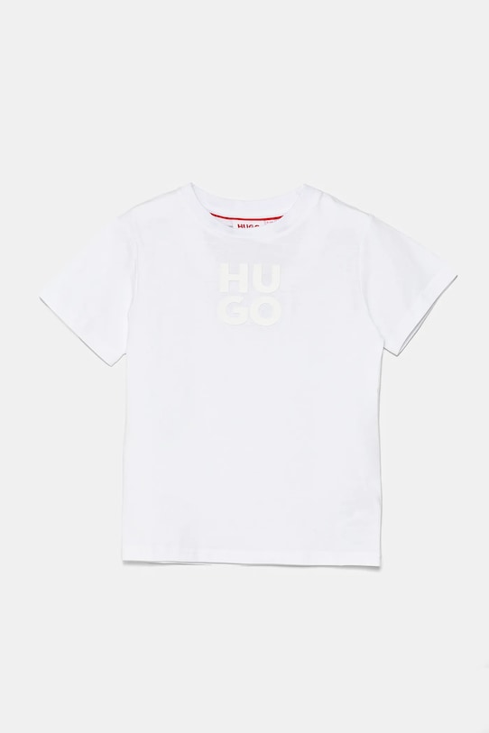 HUGO t-shirt bawełniany dziecięcy nadruk biały G00335.102.108