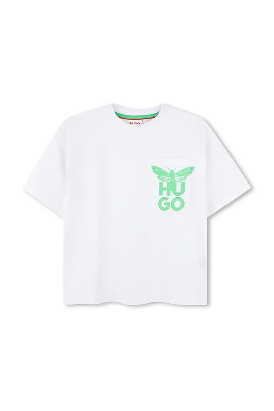 Детская хлопковая футболка HUGO G00340.162.174 белый SS25