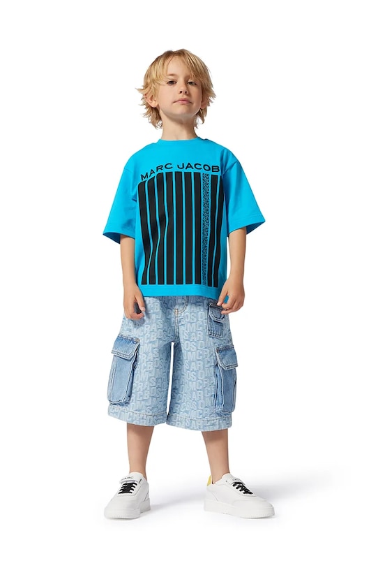 Otroška bombažna kratka majica Marc Jacobs Okrogel modra W60451.86.108