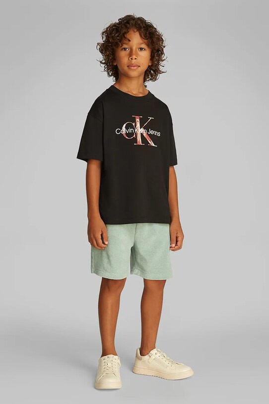Дитяча бавовняна футболка Calvin Klein Jeans бавовна чорний IB0IB02453.PPYA