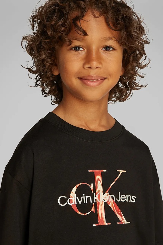 Calvin Klein Jeans tricou de bumbac pentru copii IB0IB02453.PPYA negru