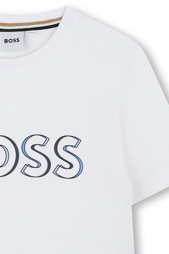 Chlapec Detské bavlnené tričko BOSS J52034.102.108 biela
