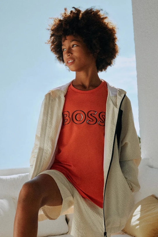 BOSS tricou de bumbac pentru copii print portocaliu J52034.102.108