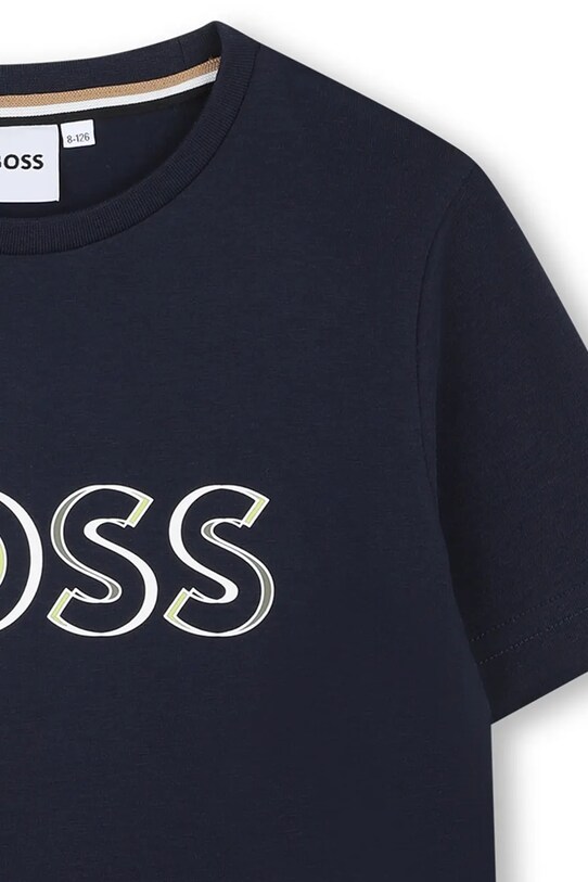 Chlapec Detské bavlnené tričko BOSS J52034.114.150 tmavomodrá