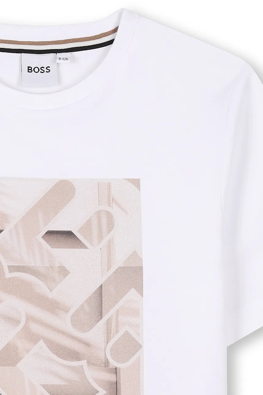 Dječja pamučna majica kratkih rukava BOSS bijela J52036.102.108