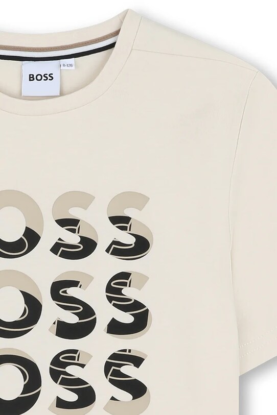 Мальчик Детская хлопковая футболка BOSS J52038.114.150 бежевый