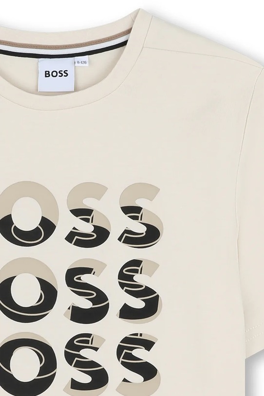 Dječaci Dječja pamučna majica kratkih rukava BOSS J52038.162.174 bež