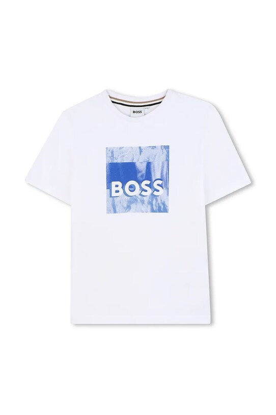 Дитяча бавовняна футболка BOSS J52044.162.174 білий SS25