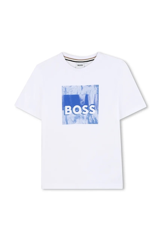 Παιδικό βαμβακερό μπλουζάκι BOSS J52044.162.174 λευκό SS25
