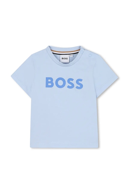 Μωρό βαμβακερό μπλουζάκι BOSS στάμπα μπλε J52105.86.94