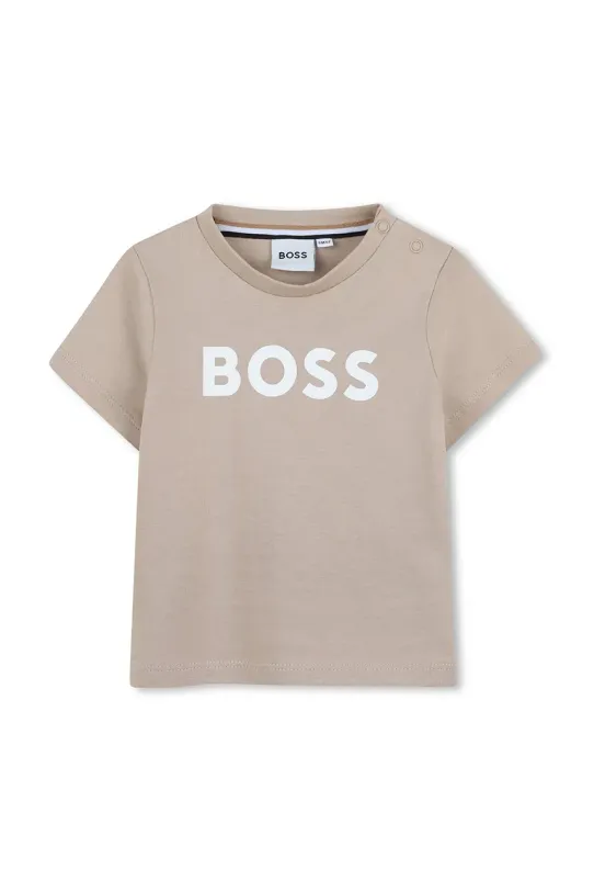 Pamučna majica kratkih rukava za bebe BOSS print bež J52105.86.94