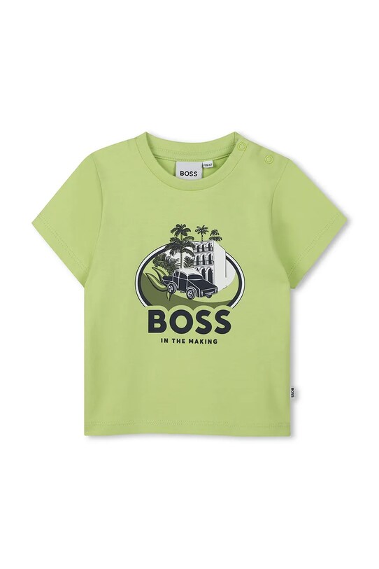 Детская хлопковая футболка BOSS хлопок зелёный J52110.67.81