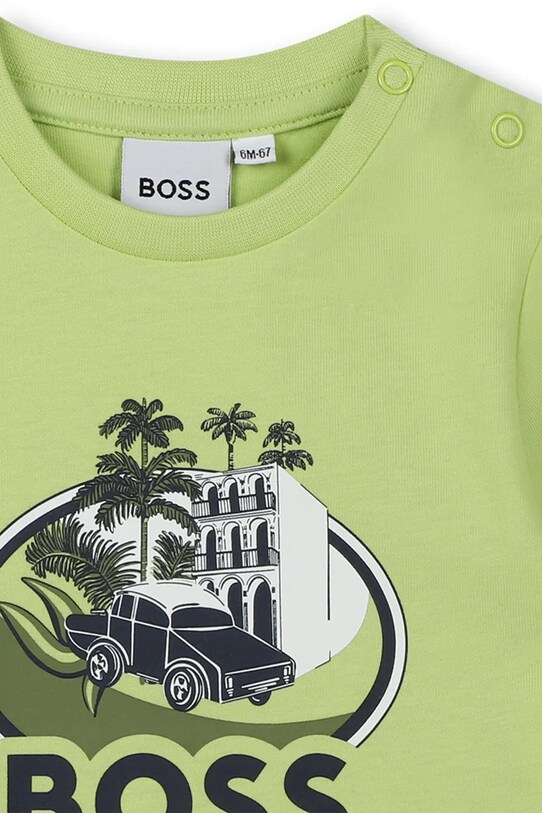 Мальчик Детская хлопковая футболка BOSS J52110.67.81 зелёный