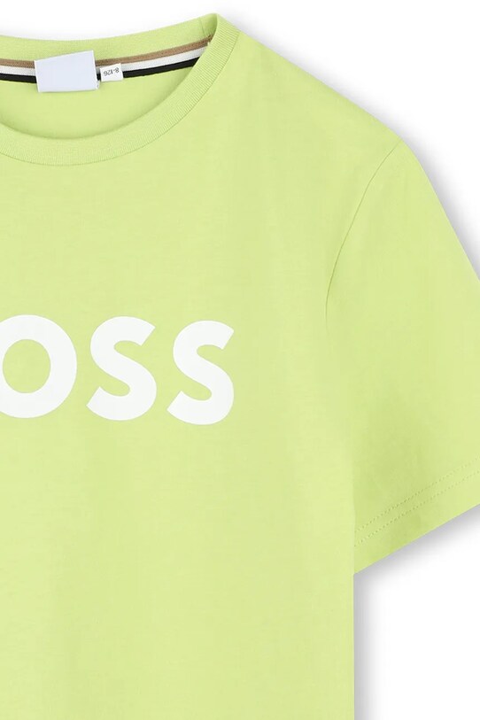 Хлопчик Дитяча бавовняна футболка BOSS J52030.162.174 зелений