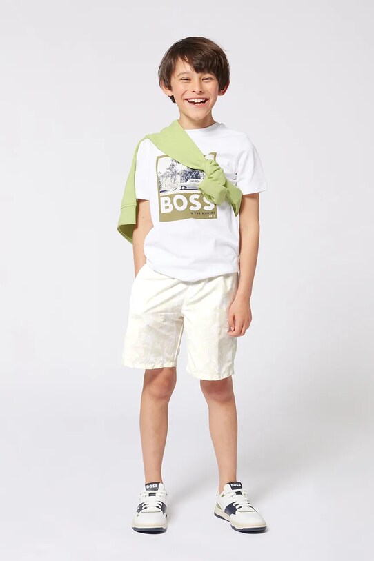 BOSS t-shirt bawełniany dziecięcy nadruk biały J52032.102.108
