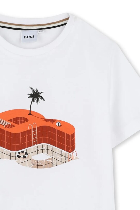 Dječaci Dječja pamučna majica kratkih rukava BOSS J52032.102.108 bež