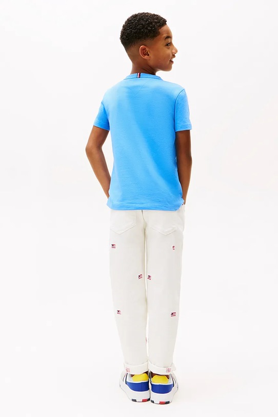Dječja pamučna majica kratkih rukava Tommy Hilfiger plava KB0KB09532.116.122.PPYA
