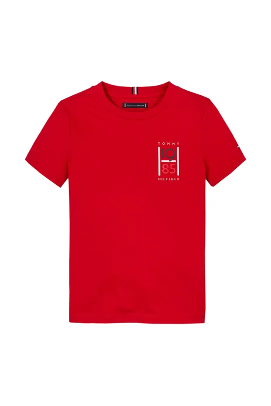 Tommy Hilfiger t-shirt bawełniany dziecięcy KB0KB09536.116.122.PPYA czerwony SS25