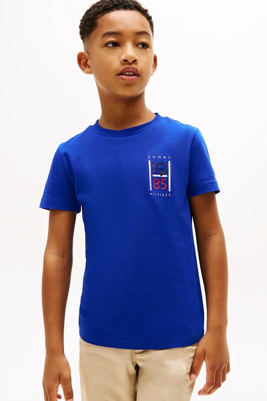 Dječja pamučna majica kratkih rukava Tommy Hilfiger print ljubičasta KB0KB09536.116.122.PPYA