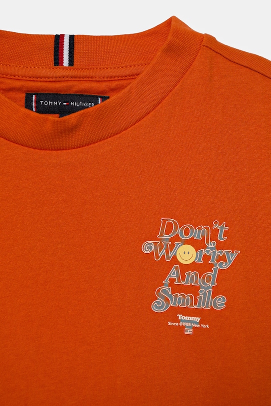 Chłopiec Tommy Hilfiger t-shirt KB0KB09650.116.122.PPYA pomarańczowy