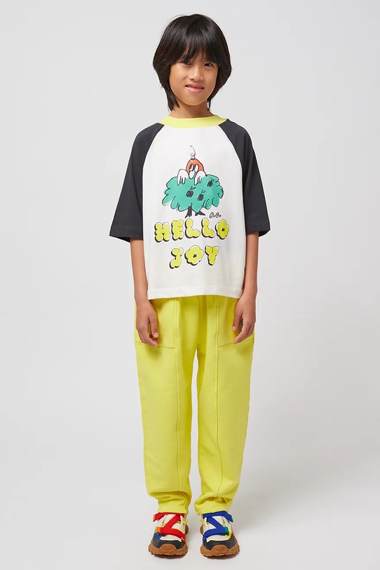 Bobo Choses tricou de bumbac pentru copii Hello Joy alb 125AC016