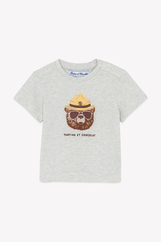 Tartine et Chocolat t-shirt bawełniany niemowlęcy nadruk szary CA10051.80.94