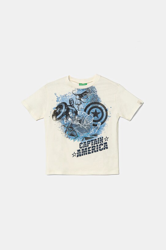 United Colors of Benetton t-shirt bawełniany dziecięcy x Marvel nadruk beżowy 35RYC10N9.G.Seasonal