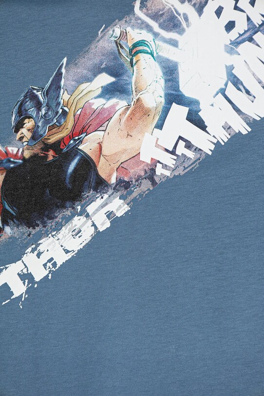 Хлопчик Дитяча бавовняна футболка United Colors of Benetton x Marvel 35RYC10N9.G.Seasonal блакитний