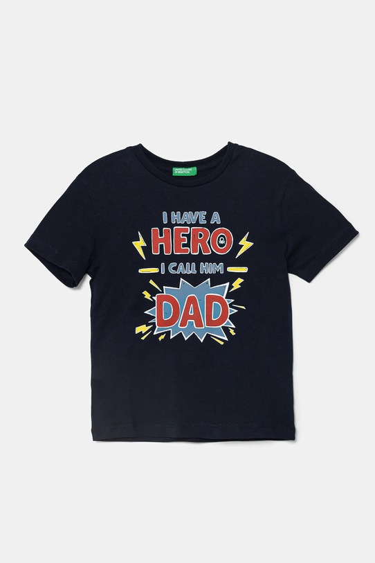 United Colors of Benetton t-shirt bawełniany dziecięcy nadruk granatowy 3I1XG10IJ.P.Seasonal