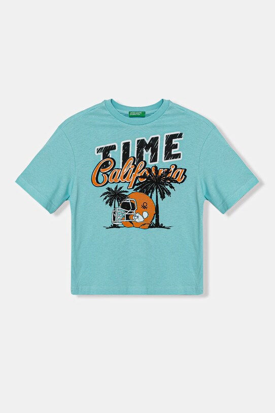 Дитяча бавовняна футболка United Colors of Benetton бавовна бірюзовий 3I1XC10O4.G.Seasonal