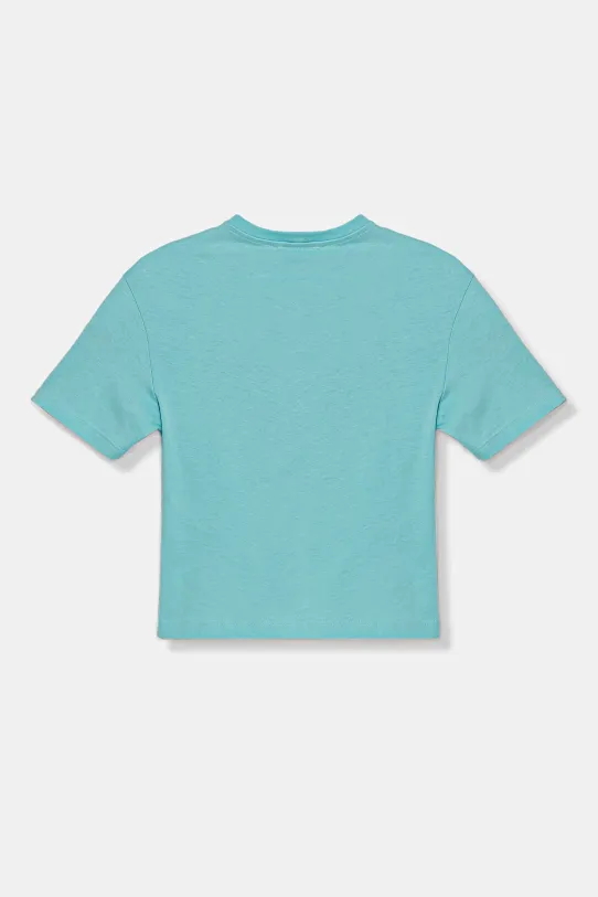 United Colors of Benetton tricou de bumbac pentru copii 3I1XC10O4.G.Seasonal turcoaz SS25