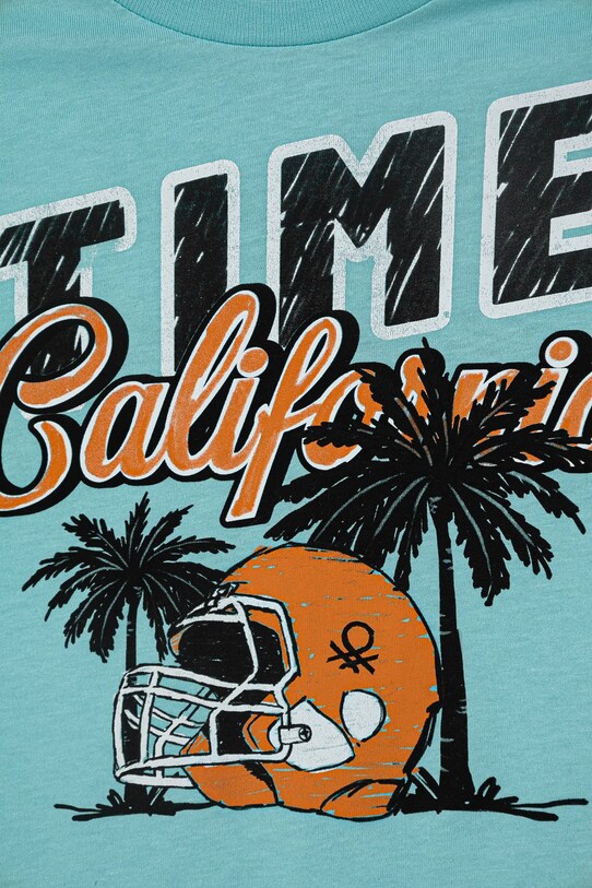 Хлопчик Дитяча бавовняна футболка United Colors of Benetton 3I1XC10O4.G.Seasonal бірюзовий