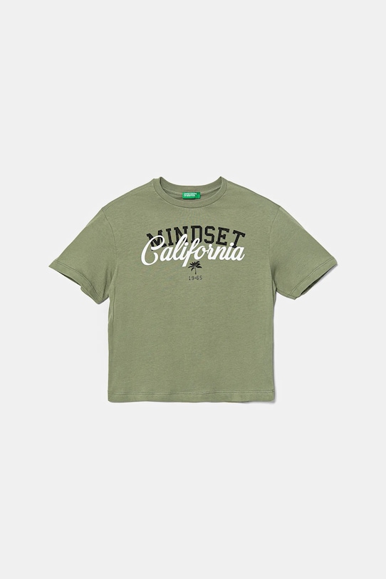 United Colors of Benetton tricou de bumbac pentru copii print verde 3I1XC10O4.G.Seasonal